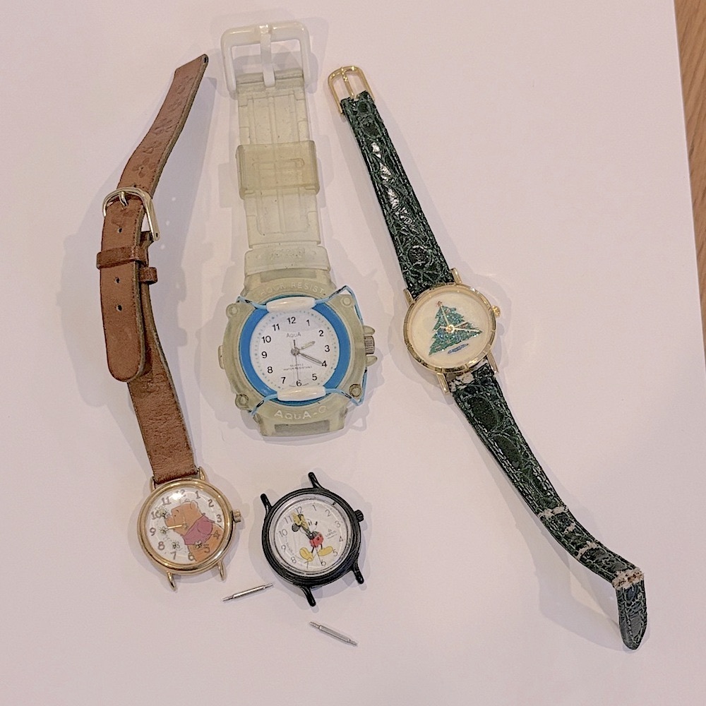 Nostalgic Vintage Watch Lot Aqua-G Winnie The Pooh Christmas Tree Mickey Mouse
